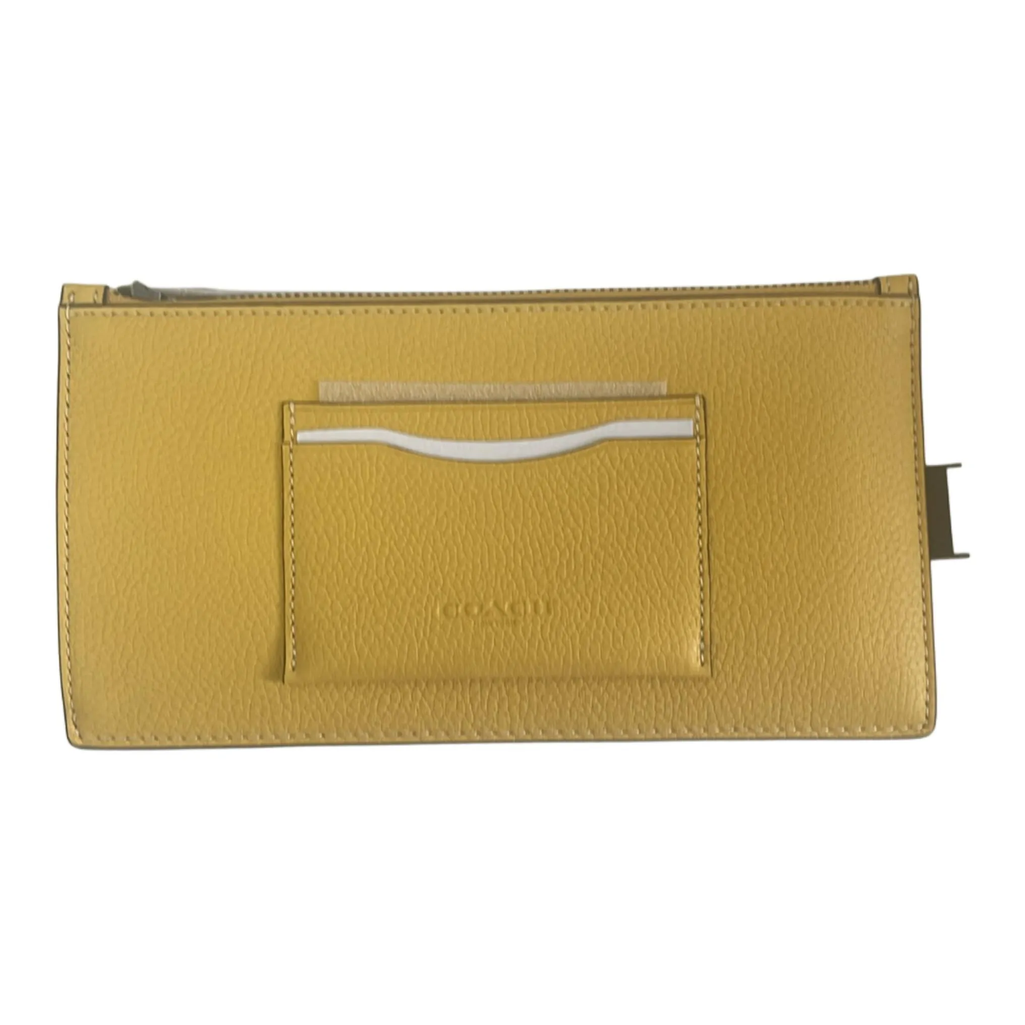 COACH Pebbled Leather Coin Purse Wallet Trumpets Women's Canary Yellow