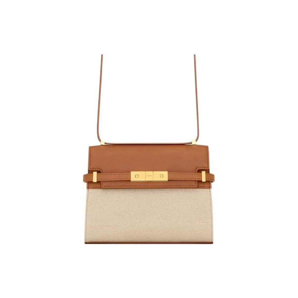SAINT LAURENT Fabric With Cow Leather Crossbody Bag, Shoulder Bag Mini Women's Desert & Brown