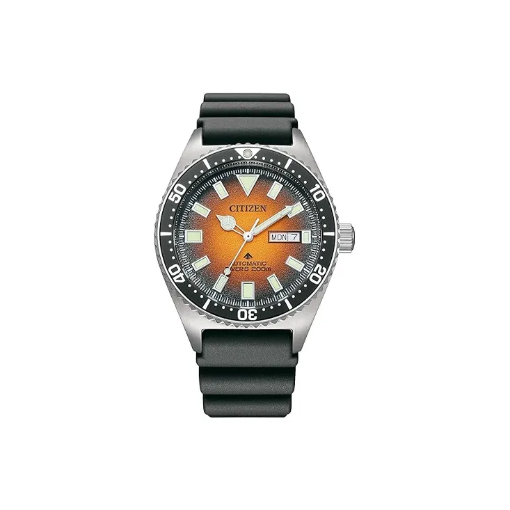 CITIZEN Automatic Mechanical Movement Rubber Strap Watch Men's Watches Orange Watch Dial NY0120 01Z