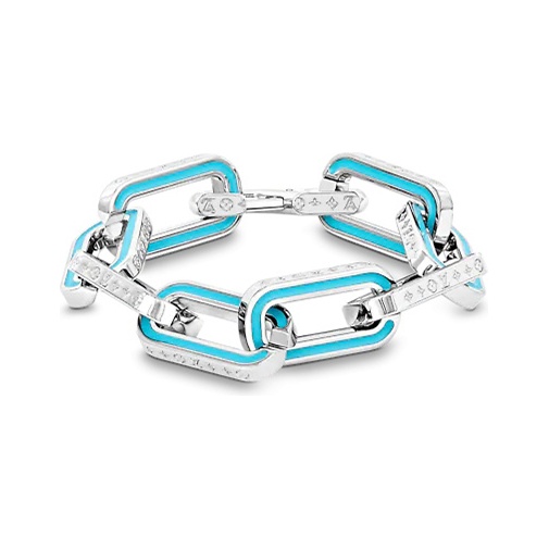LOUIS VUITTON Bracelet Chain Links Patches Size M Metal