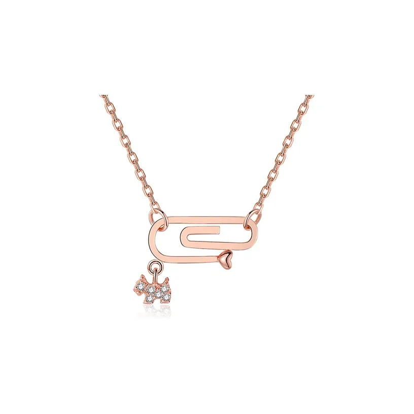 Agatha 925 Sterling Silver Necklace, Collarbone Chain Women's Rose Gold