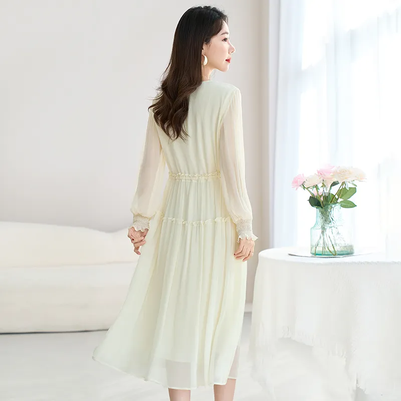 Yi Mengyuan Silk Long Sleeved Dress Women's