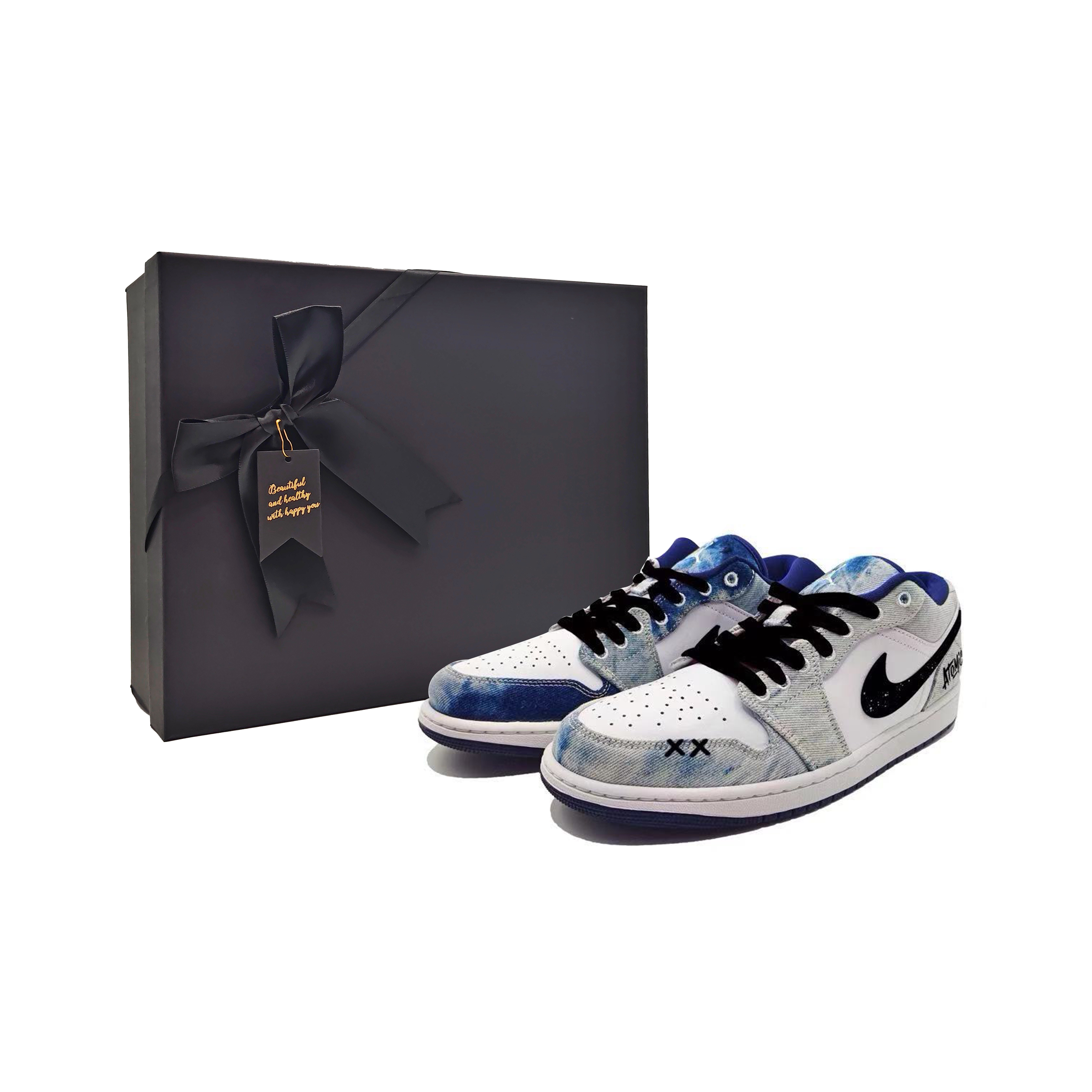 Jordan Air Jordan 1 Abrasion Resistant Low top Vintage Basketball Shoes Men’s White Blue
