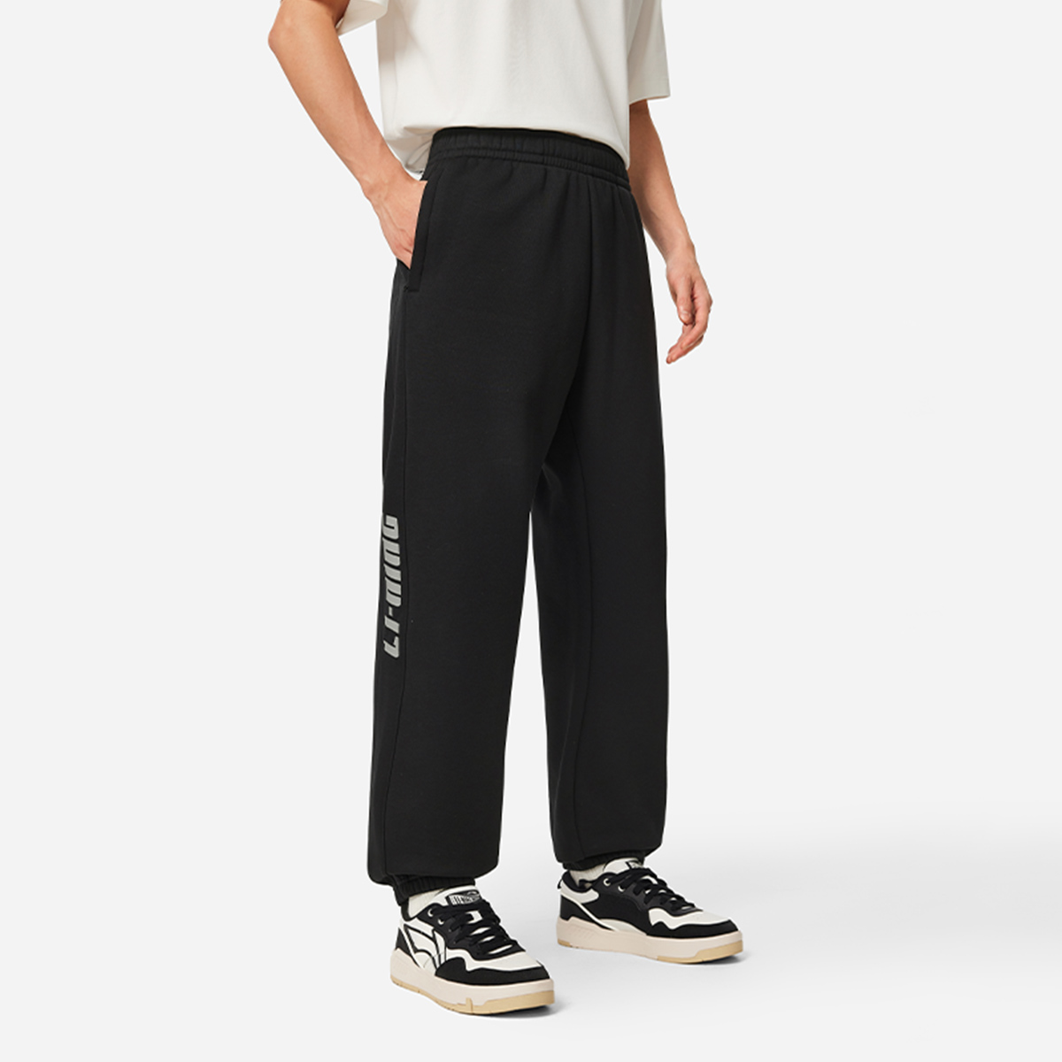 Li Ning Sports Life Collection Comfortable Loose Fit Fleece Lined Thermal Elastic Cuff Versatile Fleece Thermal Pants