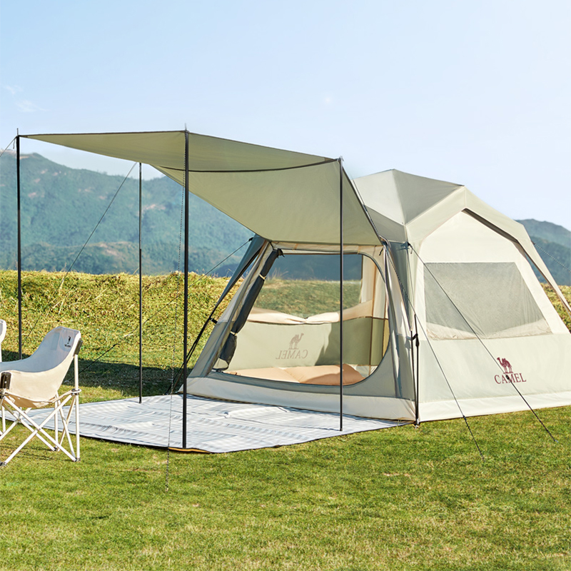 CAMEL Camping Tent Press Pop up One Bedroom And One Living Room Sun Protection Outdoor Automatic Tent