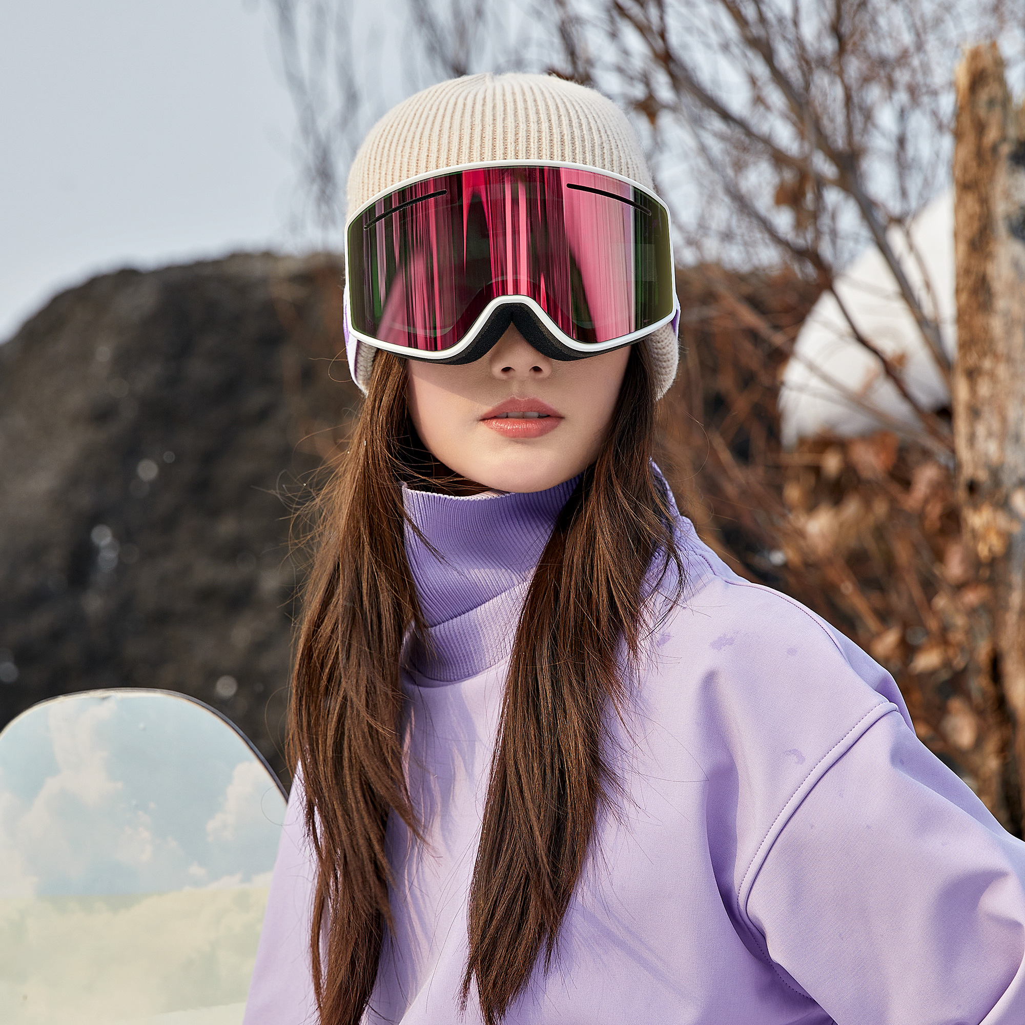 CAMEL Asia Version Anti fog Snap Buckle Unisex Ski Goggles