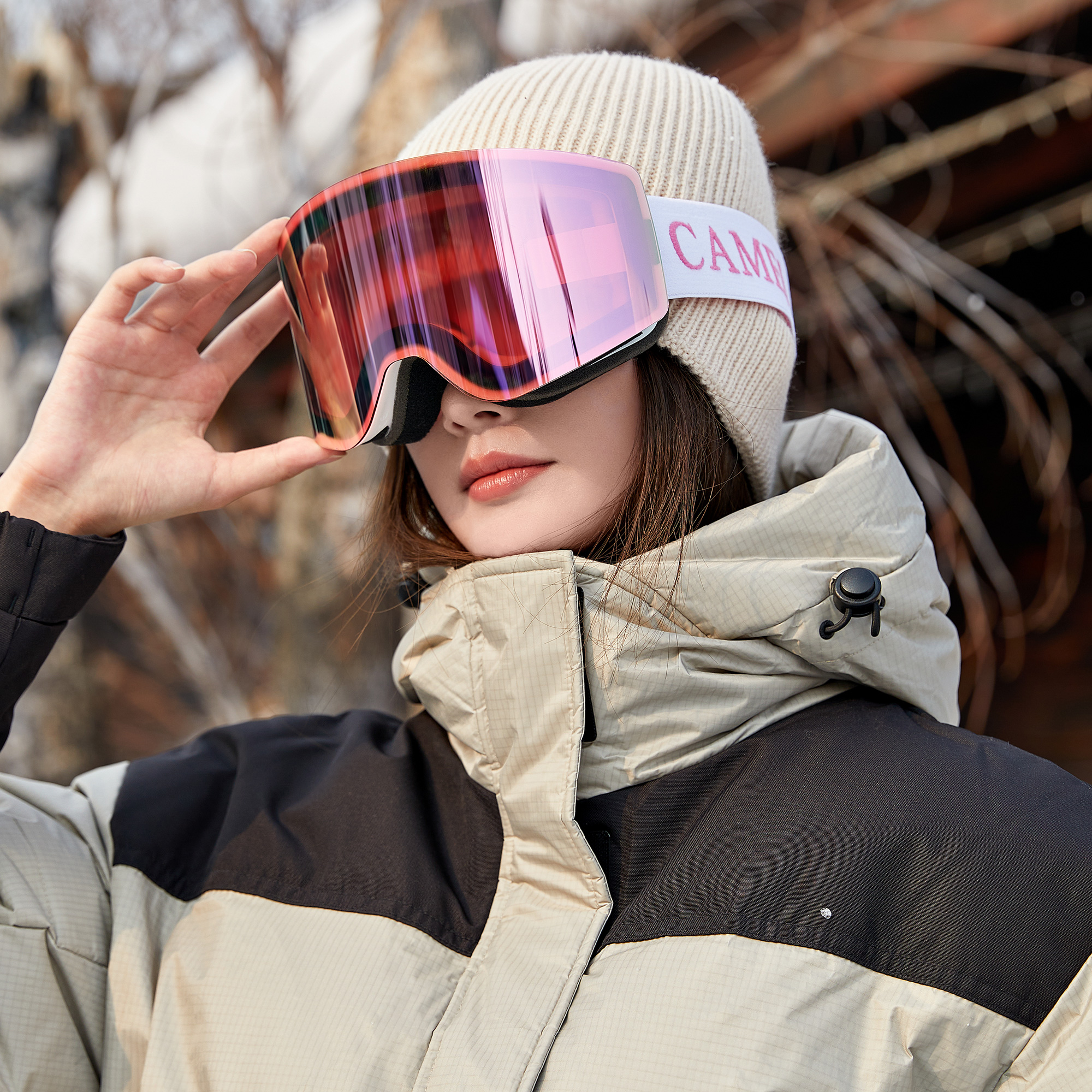 CAMEL Asia Version Anti fog Magnetic Unisex Ski Goggles