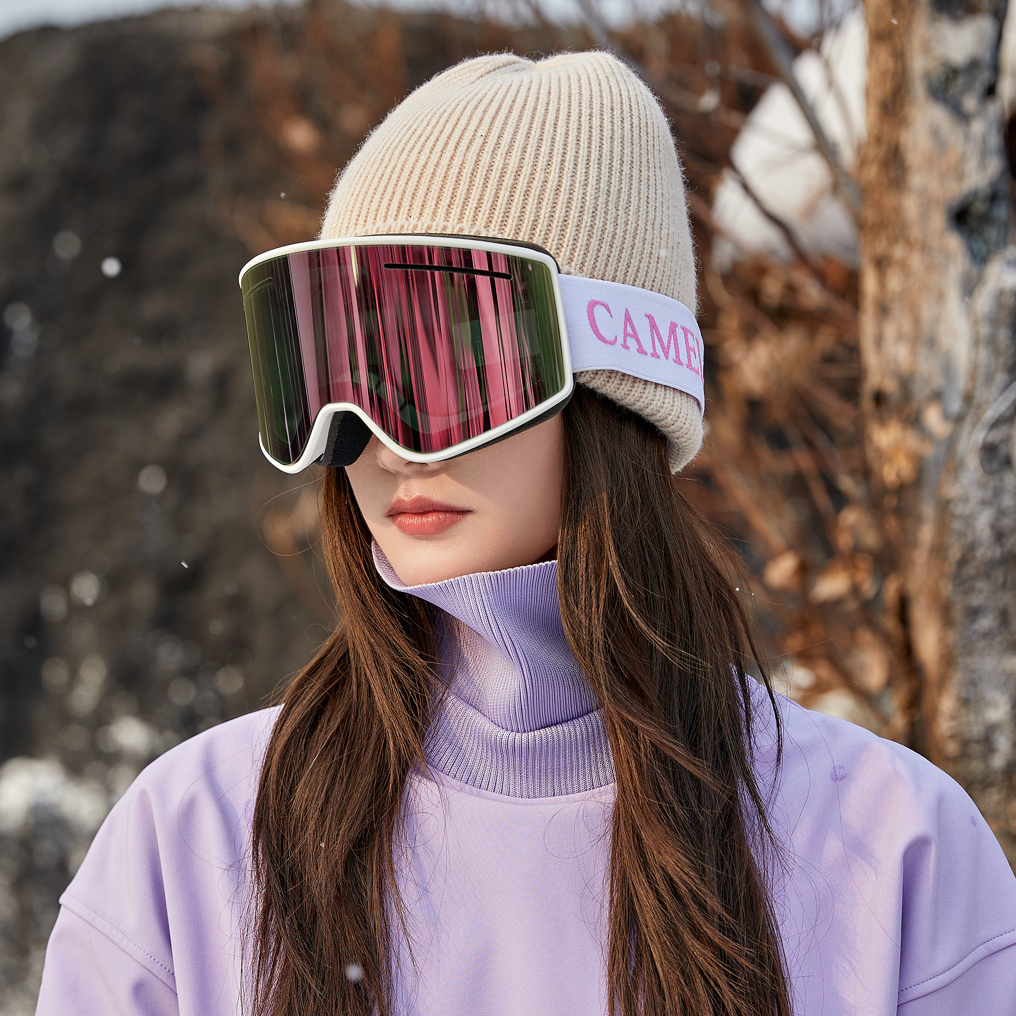 CAMEL Asia Version Anti fog Snap Buckle Unisex Ski Goggles