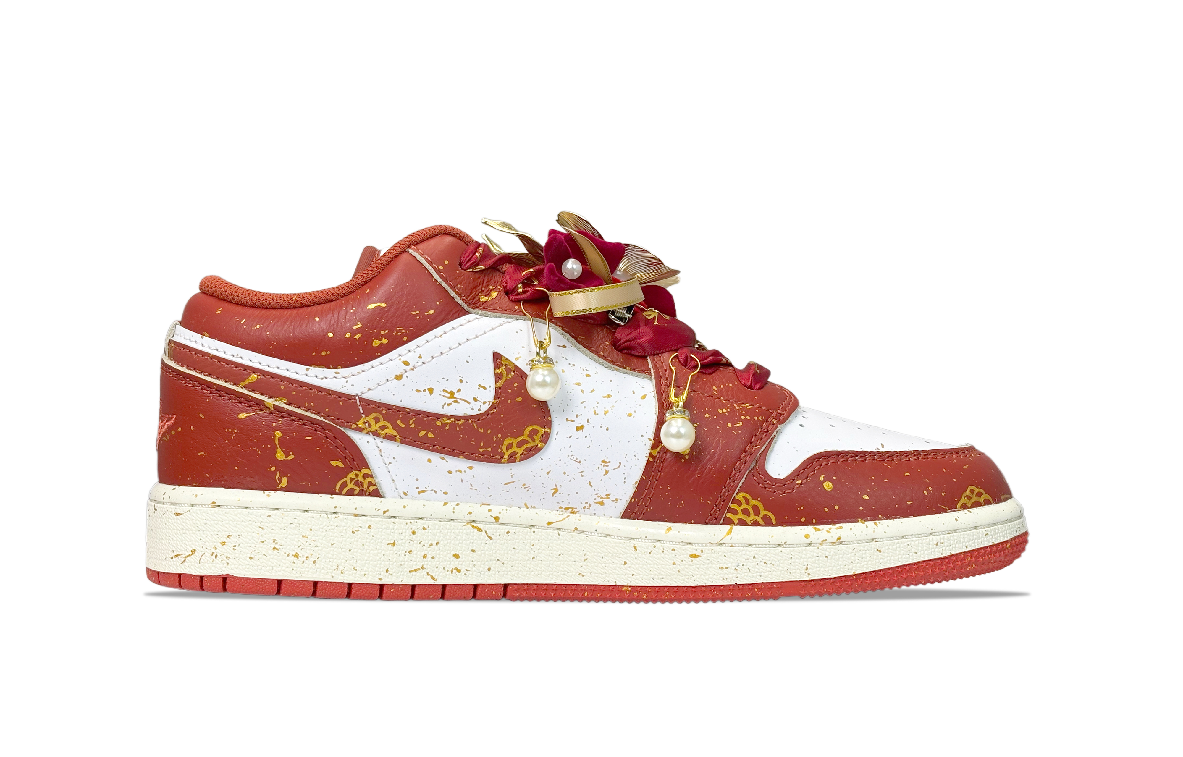 Jordan Air Jordan 1 YDCC Good Day, Box Cushioning, Wear Resistant Low top Vintage Basketball Shoes Unisex Red