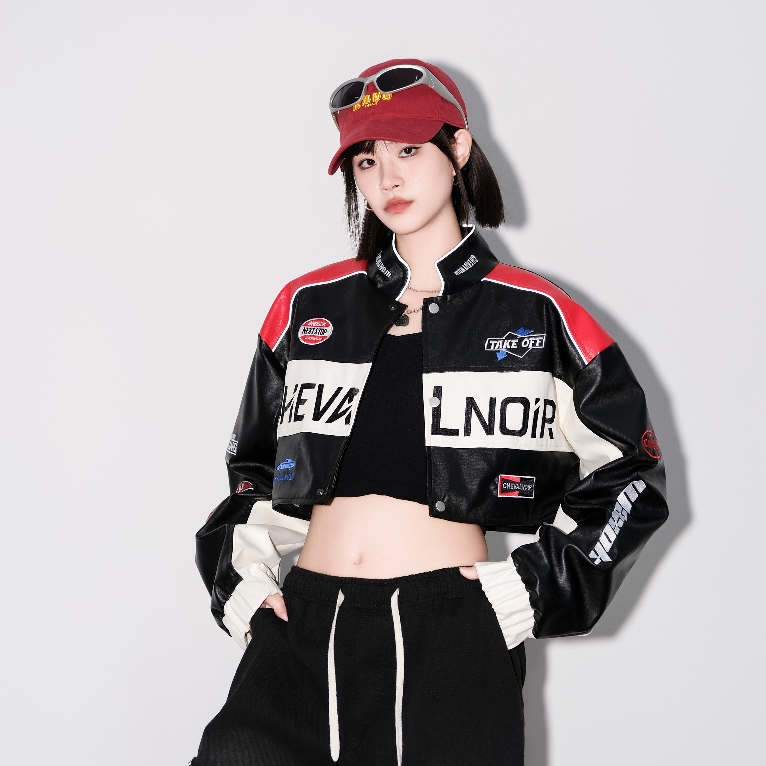 CHEVAL NOIR American pilot jacket, motorcycle trendy rider handsome racing jacket leather coat, unisex model
