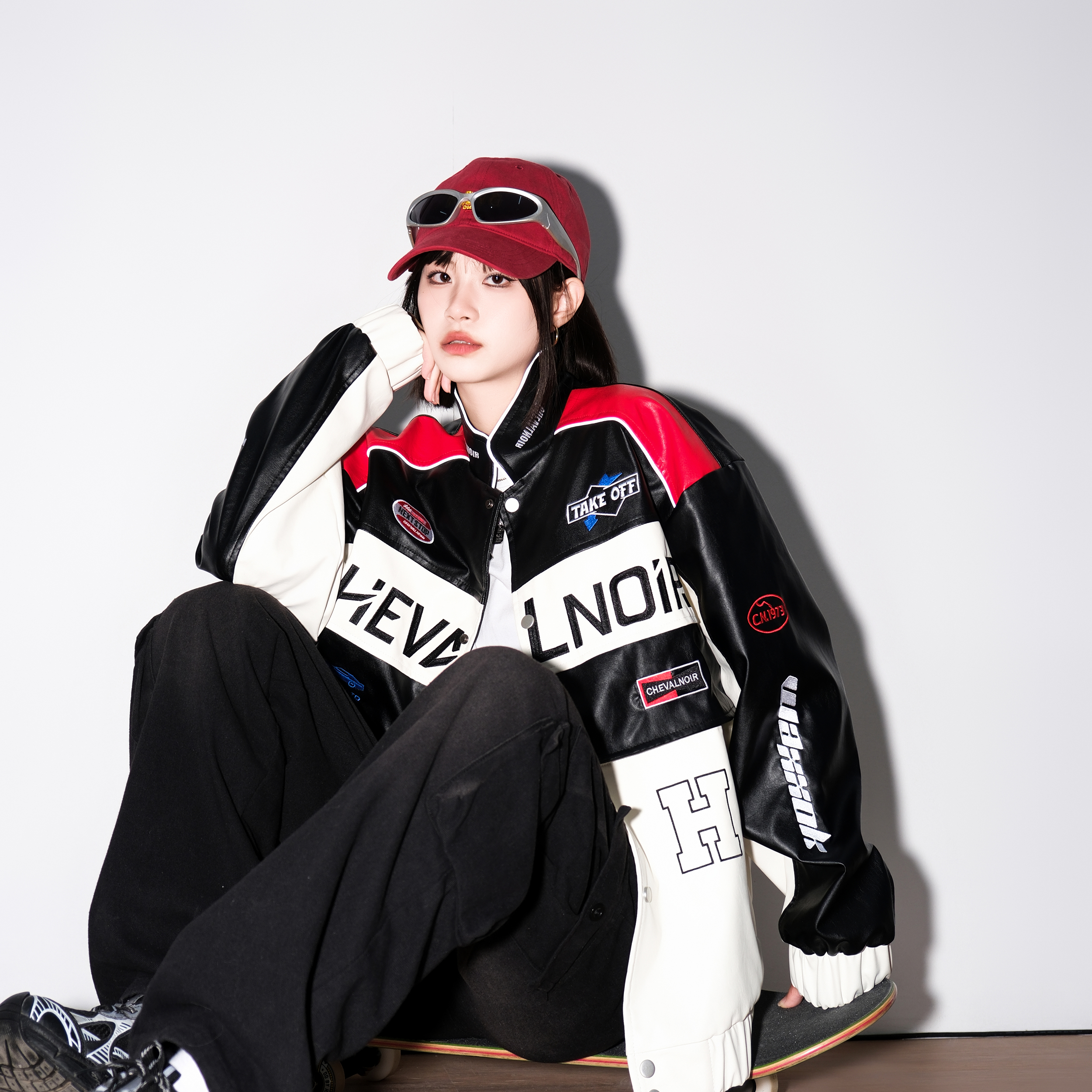 CHEVAL NOIR American pilot jacket, motorcycle trendy rider handsome racing jacket leather coat, unisex model