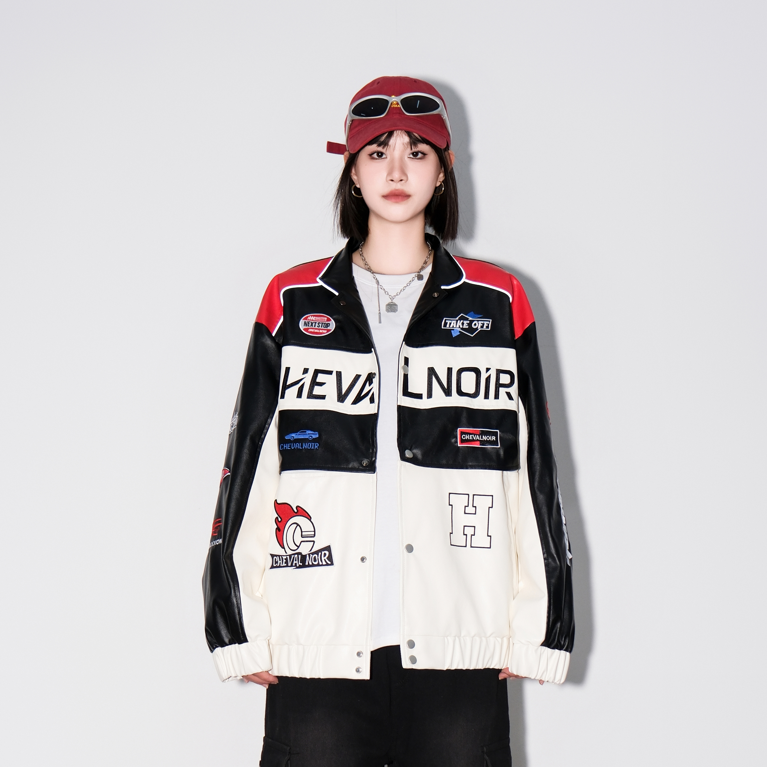 CHEVAL NOIR American pilot jacket, motorcycle trendy rider handsome racing jacket leather coat, unisex model