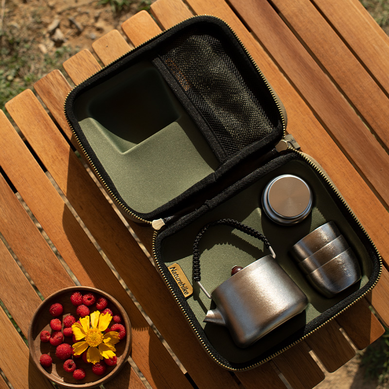 NATUREHIKE Outdoor Water Equipment Outdoor Water Gear Set Tea Cup 40ML Teapot 250ML Titanium, Aluminum Alloy