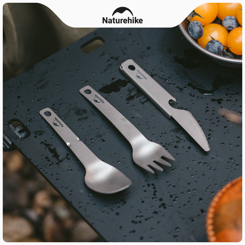 NATUREHIKE Customer Oriented Titanium Knife, Fork & Spoon Set Indoor/outdoor 1 2 Persons
