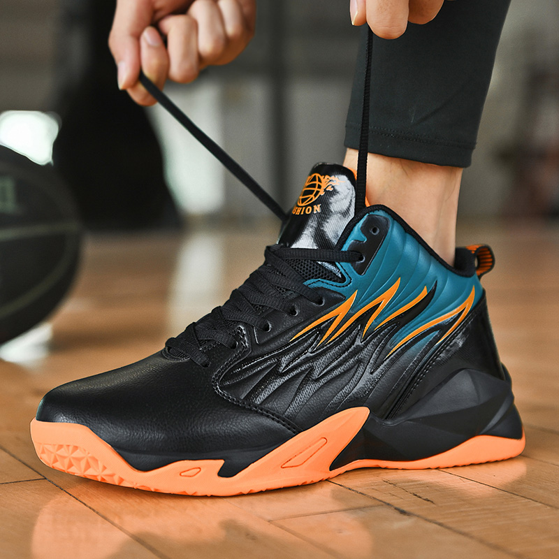 TOMAY Microfiber Leather Slip Resistant Abrasion Resistant Slip Resistant Abrasion Resistant Mid top Basketball Shoes