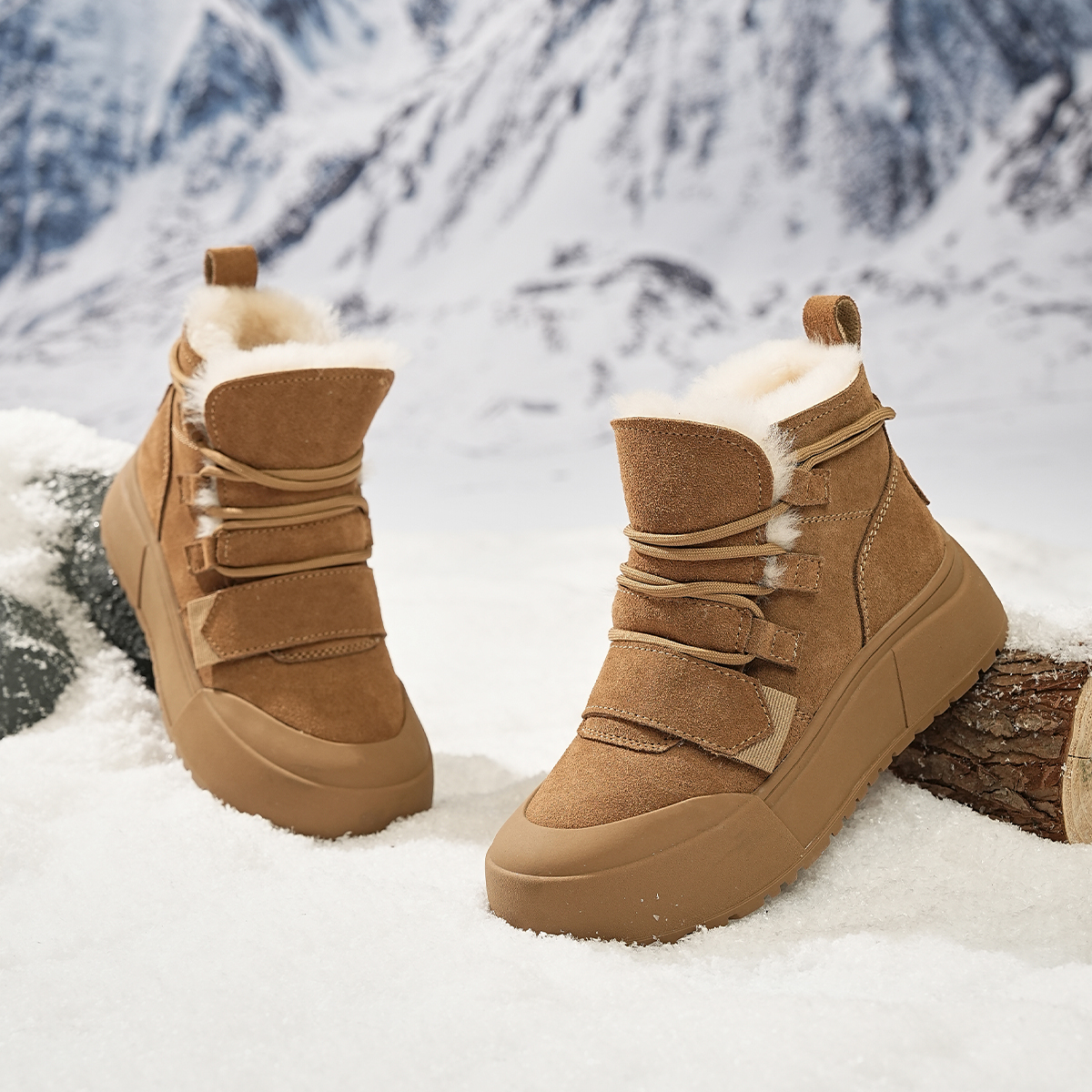 EBLAN Snow Boots Women's Apricot