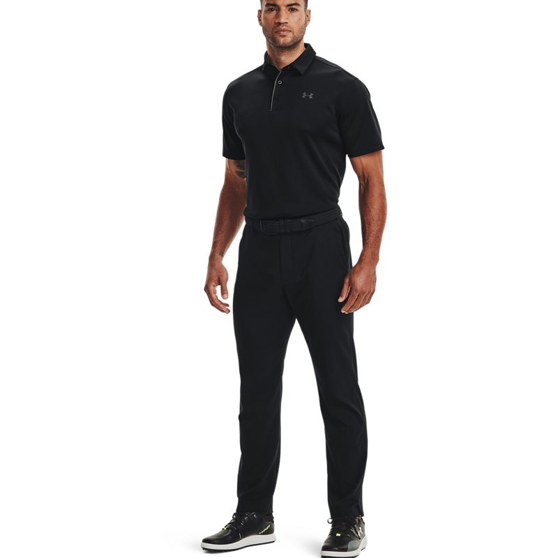 Мужская футболка Under Armour Tech Polo (черная) — фото 3