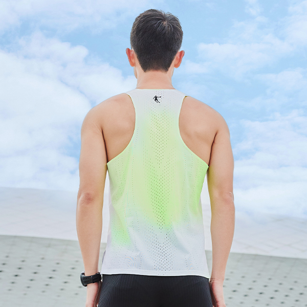 QIAODAN Running T Shirt Unisex Flying Shadow Green Print