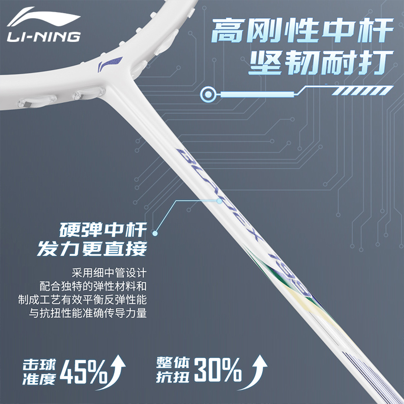 Li Ning Shadow Blade 199 Full Carbon Badminton Rackets Offensive Type Heavy Head, Stiff Shaft Entry level 675mm Unisex
