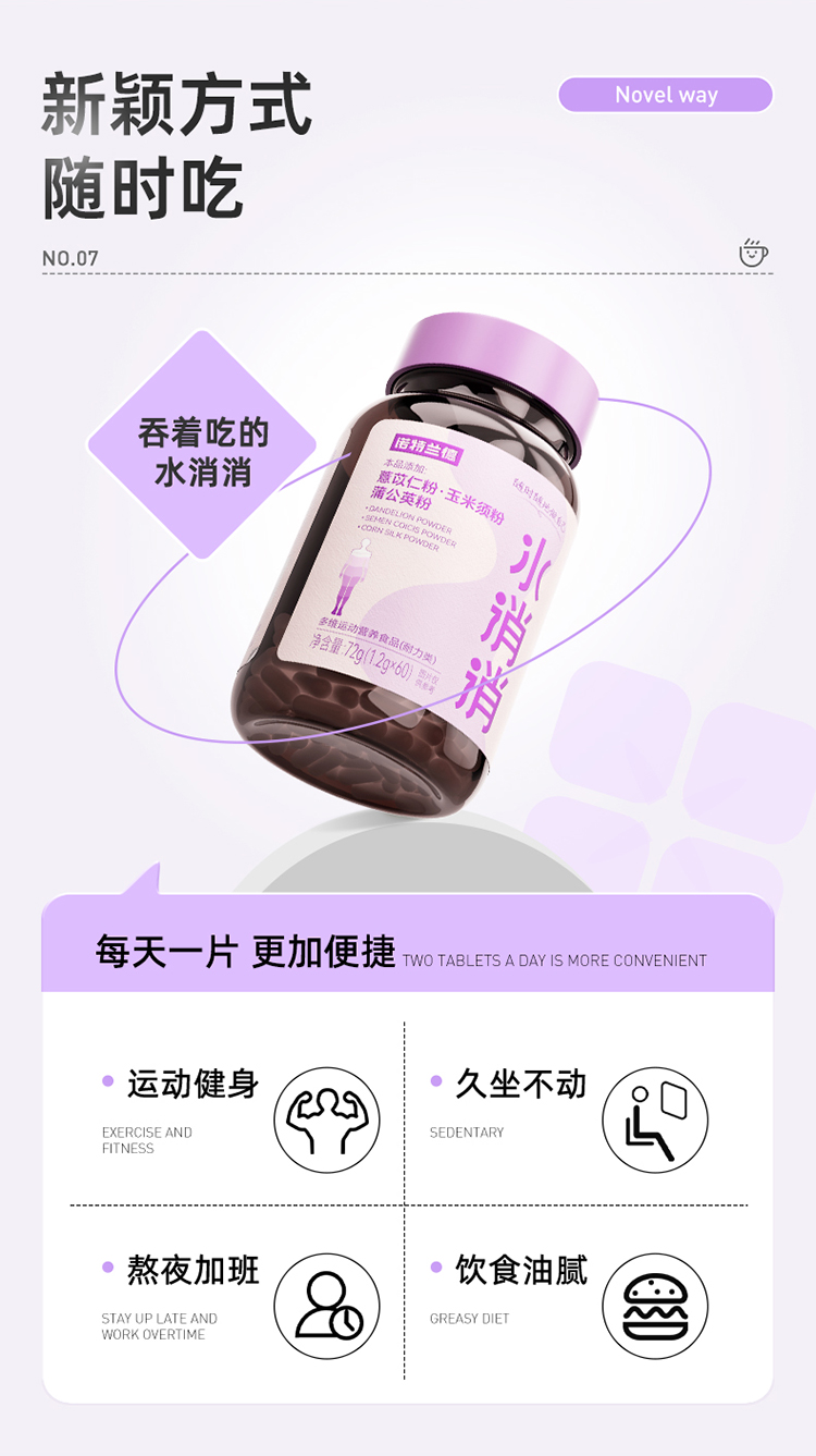 【Hong Kong Direct Mail】Nutrland Water Dissolving 60 capsules/bottle Carb Blocker Water Retention Swelling Reduction