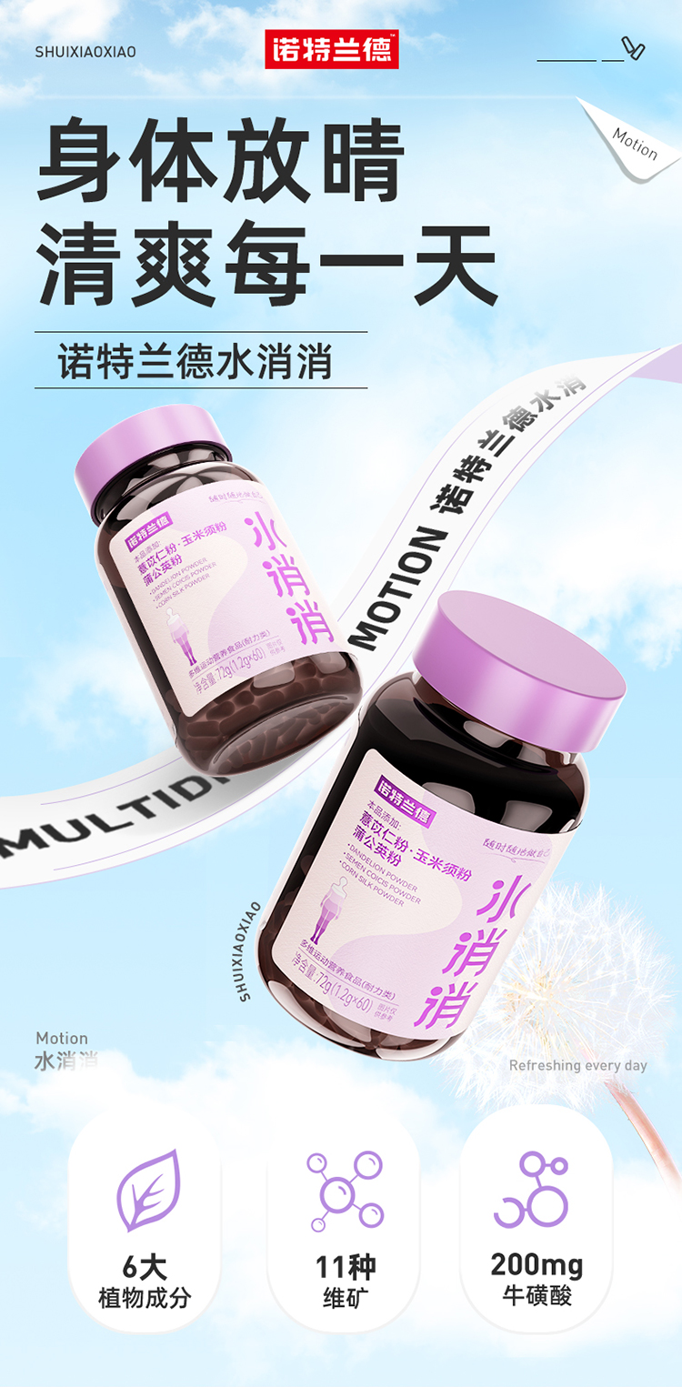 【Hong Kong Direct Mail】Nutrland Water Dissolving 60 capsules/bottle Carb Blocker Water Retention Swelling Reduction