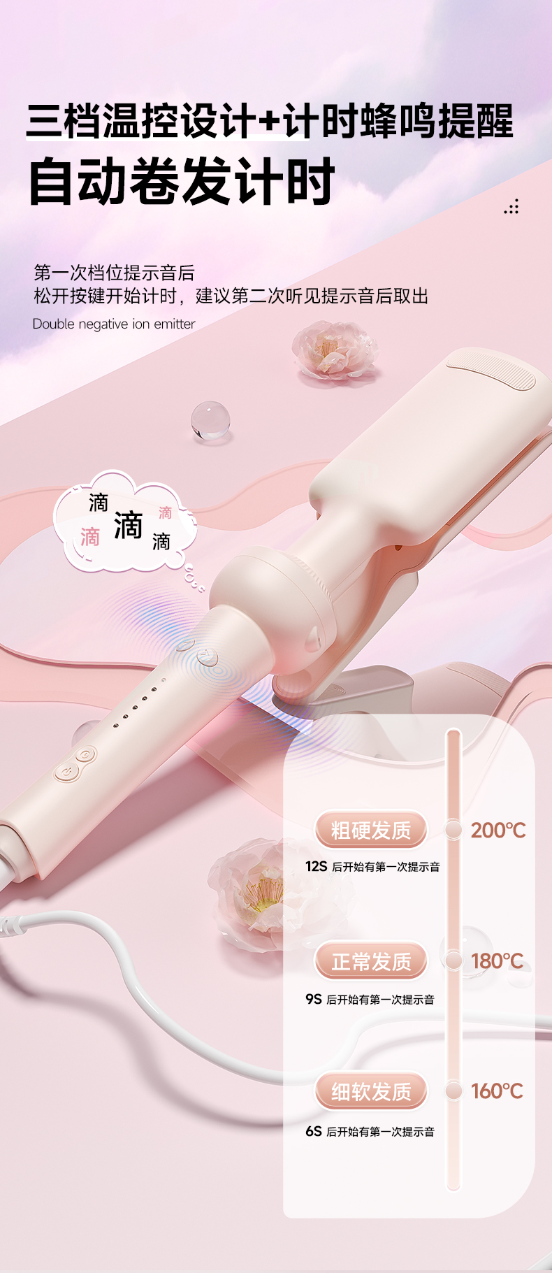 【Hong Kong Direct Mail】 Min Huang MH-399 Seven-in-One Replaceable Head Curling Iron, Pink * 1, 28/32/40mm Straightening Comb + Fine Curler + Egg Roll Curler + Corn Curler