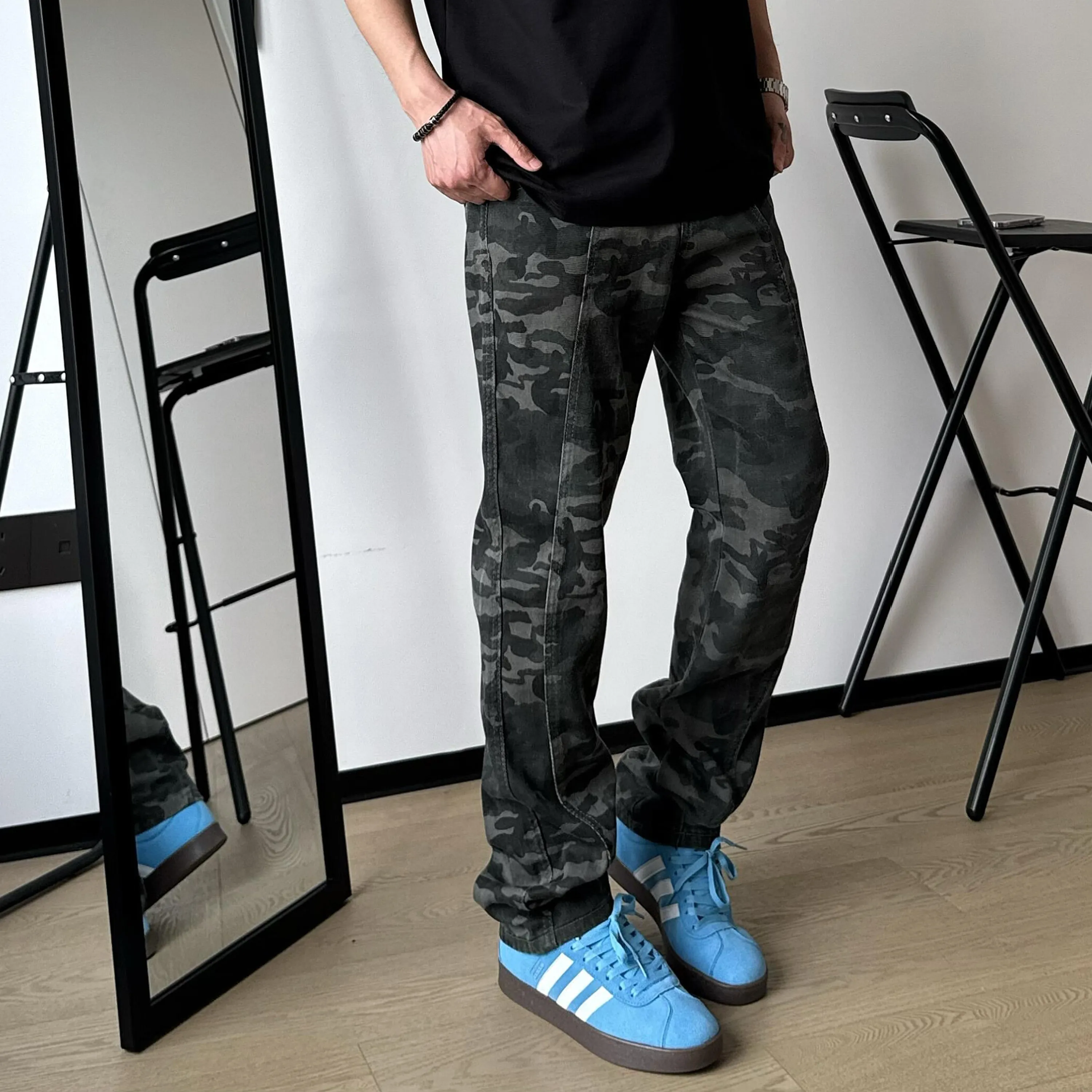 Menglaini Jeans Unisex Camouflage