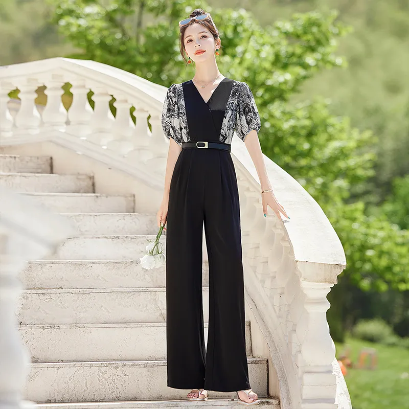 Cypress House Jumpsuit Women's Black With Beige Floral