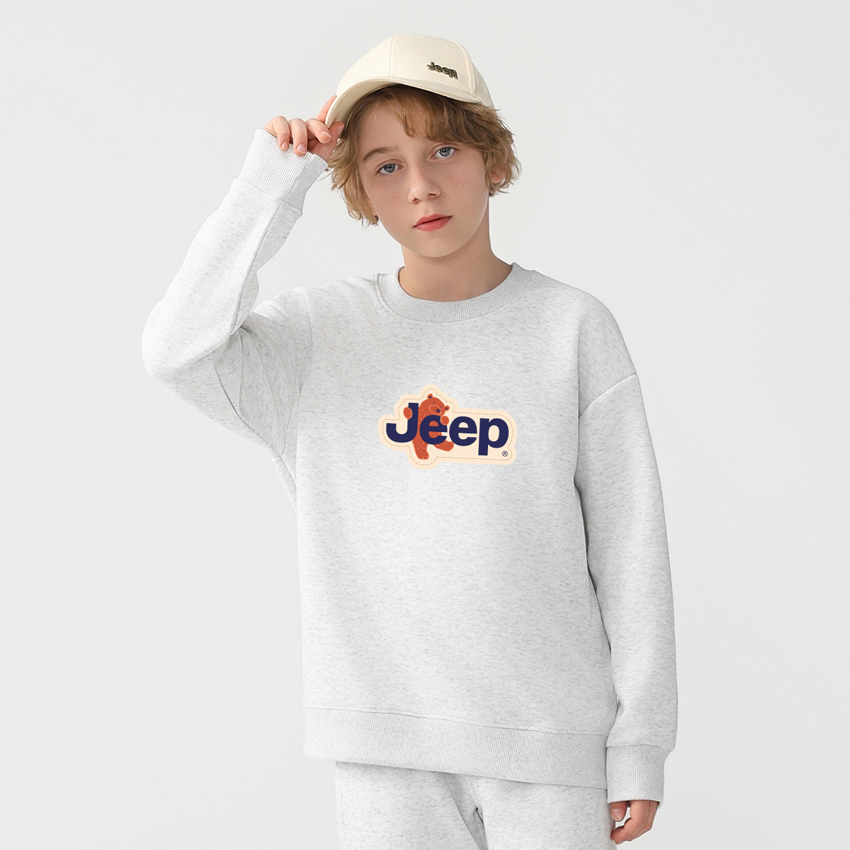 Унисекс свитшот Jeep logo (бежевый) — фото 14