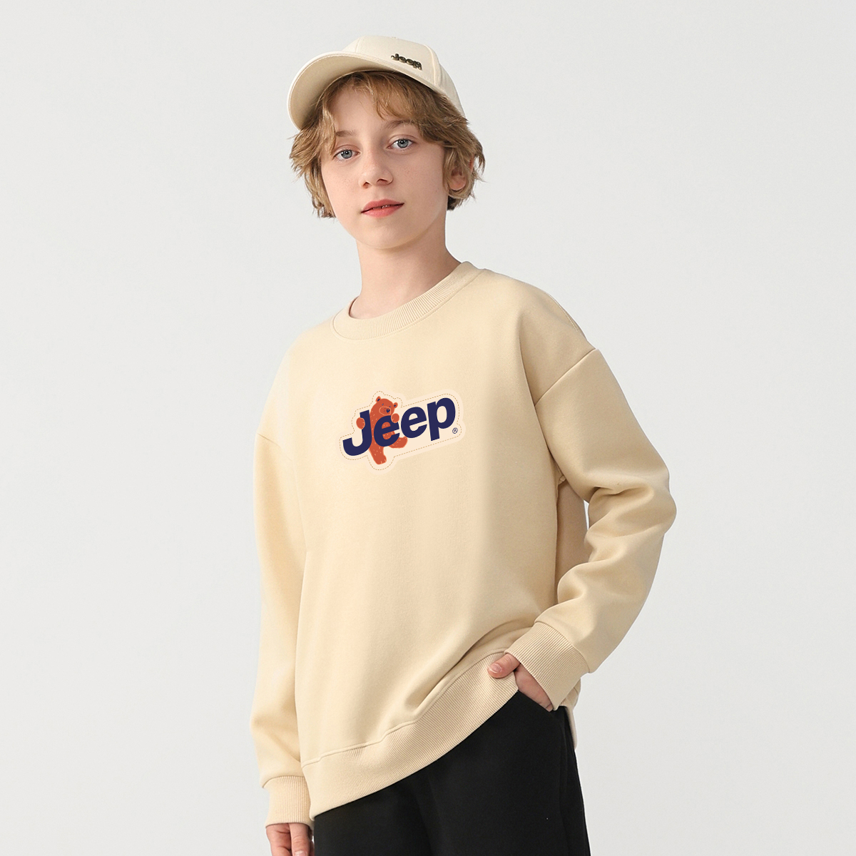 Унисекс свитшот Jeep logo (бежевый) — фото 28