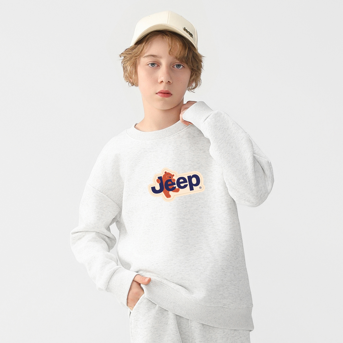 Унисекс свитшот Jeep logo (бежевый) — фото 18