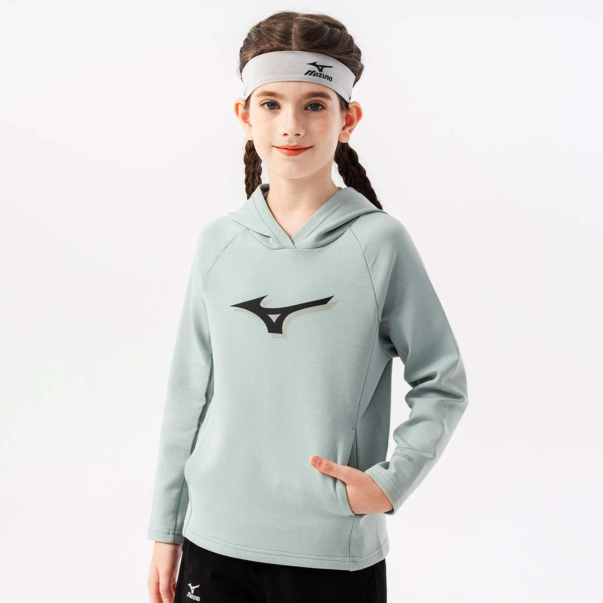 Детское худи Mizuno Logo (синее) — фото 3