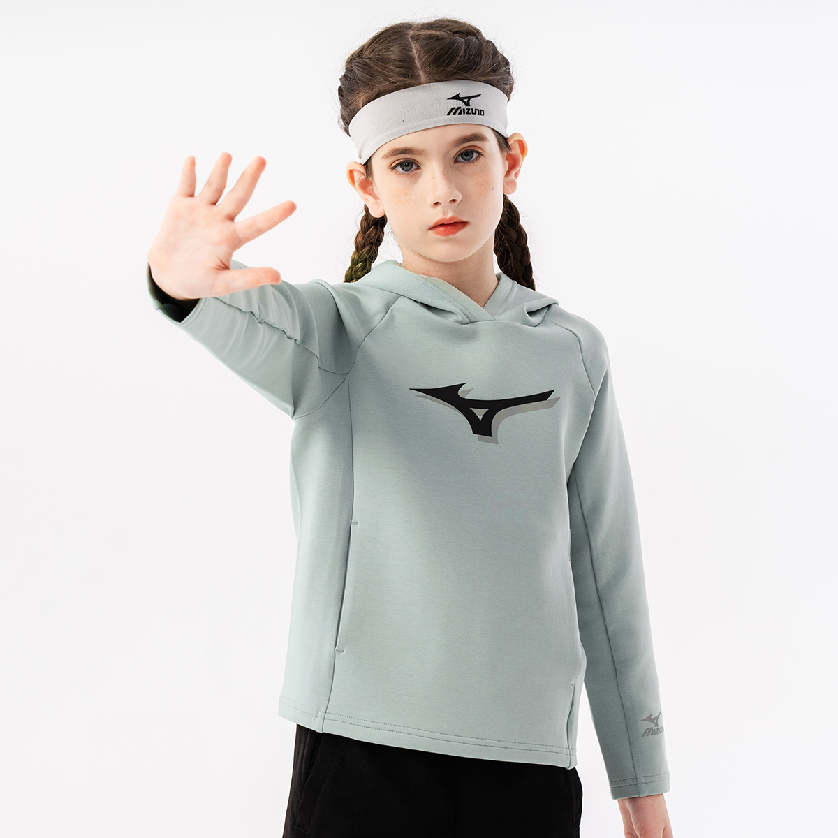 Детское худи Mizuno Logo (синее) — фото 4