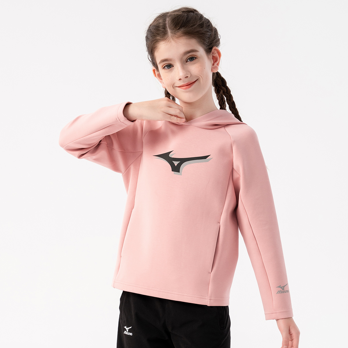 Детское худи Mizuno Logo (синее) — фото 8