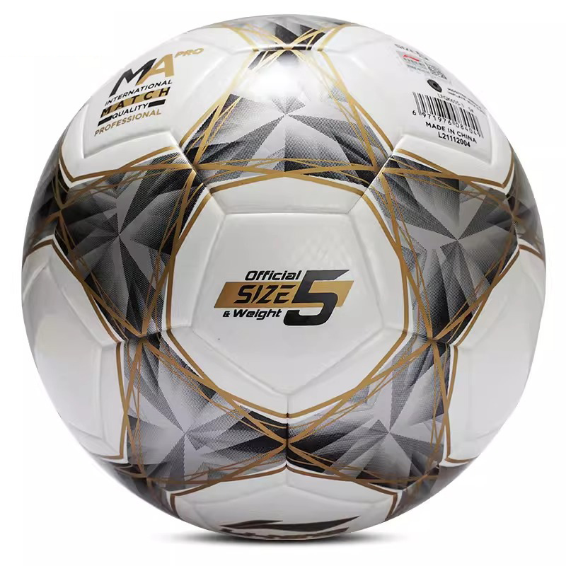 Li Ning Size 5 Soccer Ball Pu Seamless Thermal bonding Unisex White Silver Gold