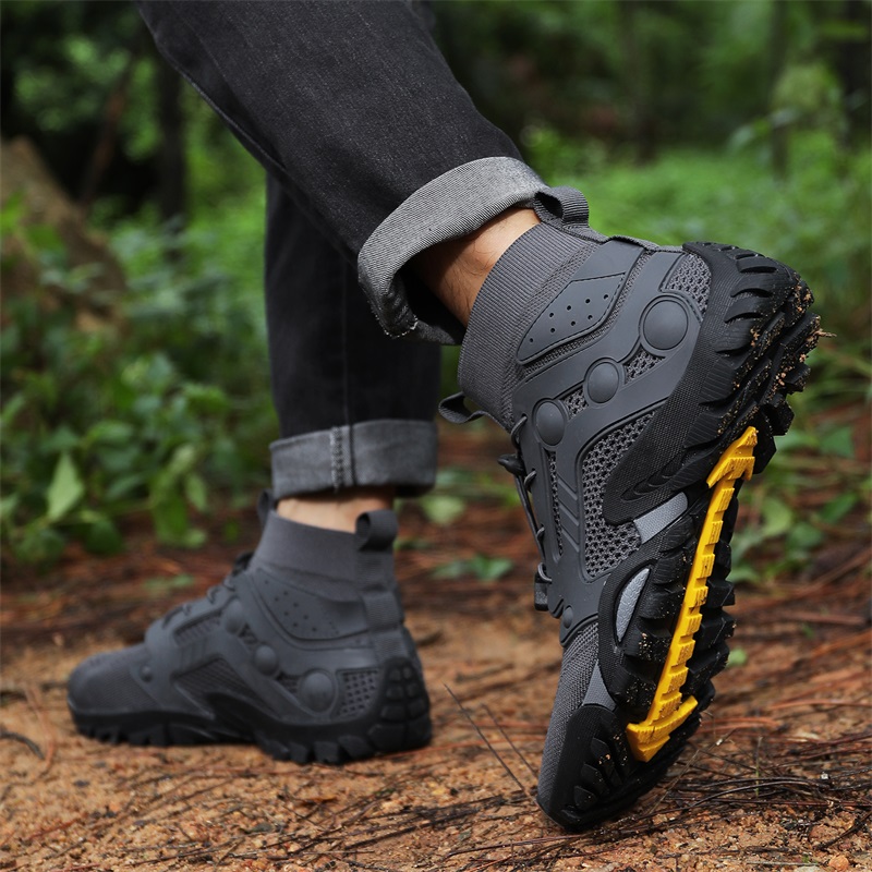 TELENT Slip Resistant Coverage Slip Resistant Coverage High top Mountaineering Shoes Men’s Gray