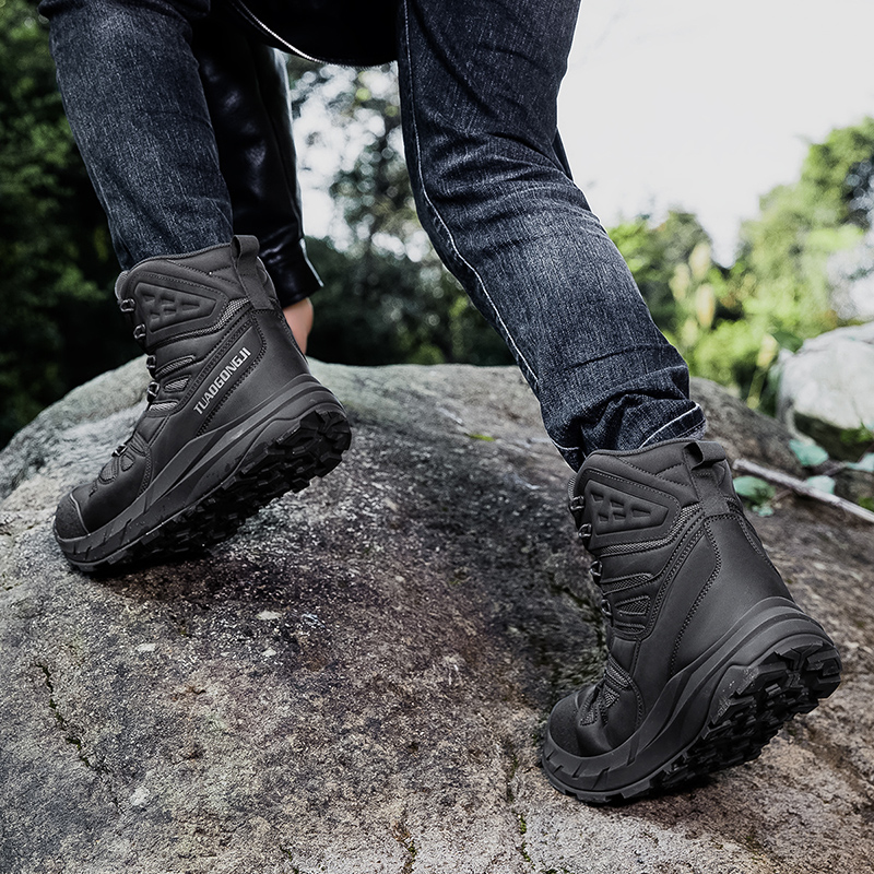 TELENT Slip Resistant Coverage Slip Resistant Coverage High top Hiking Shoes Men’s Gray