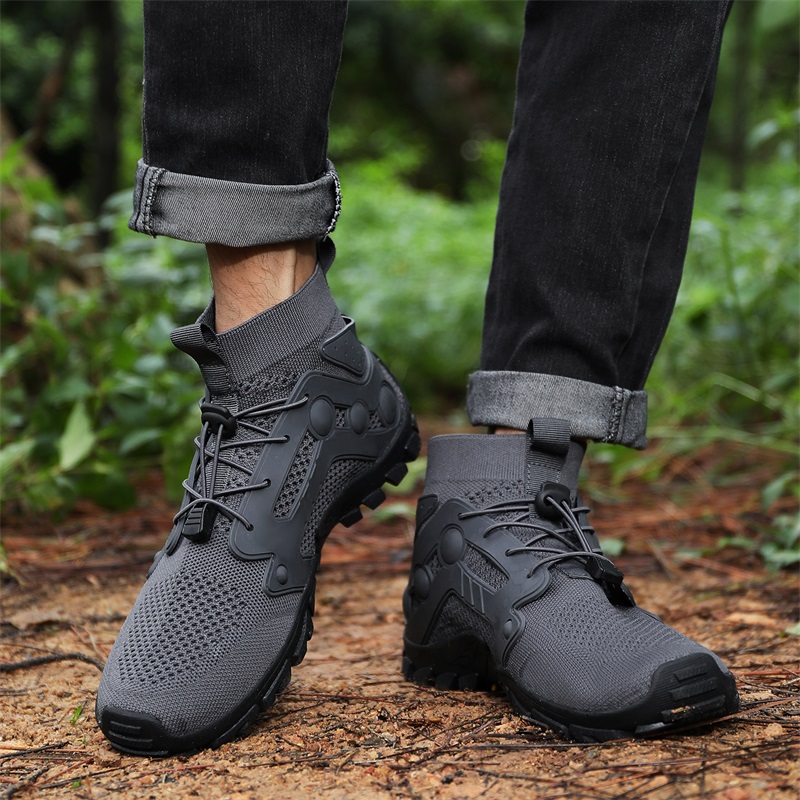 TELENT Slip Resistant Coverage Slip Resistant Coverage High top Mountaineering Shoes Men’s Gray