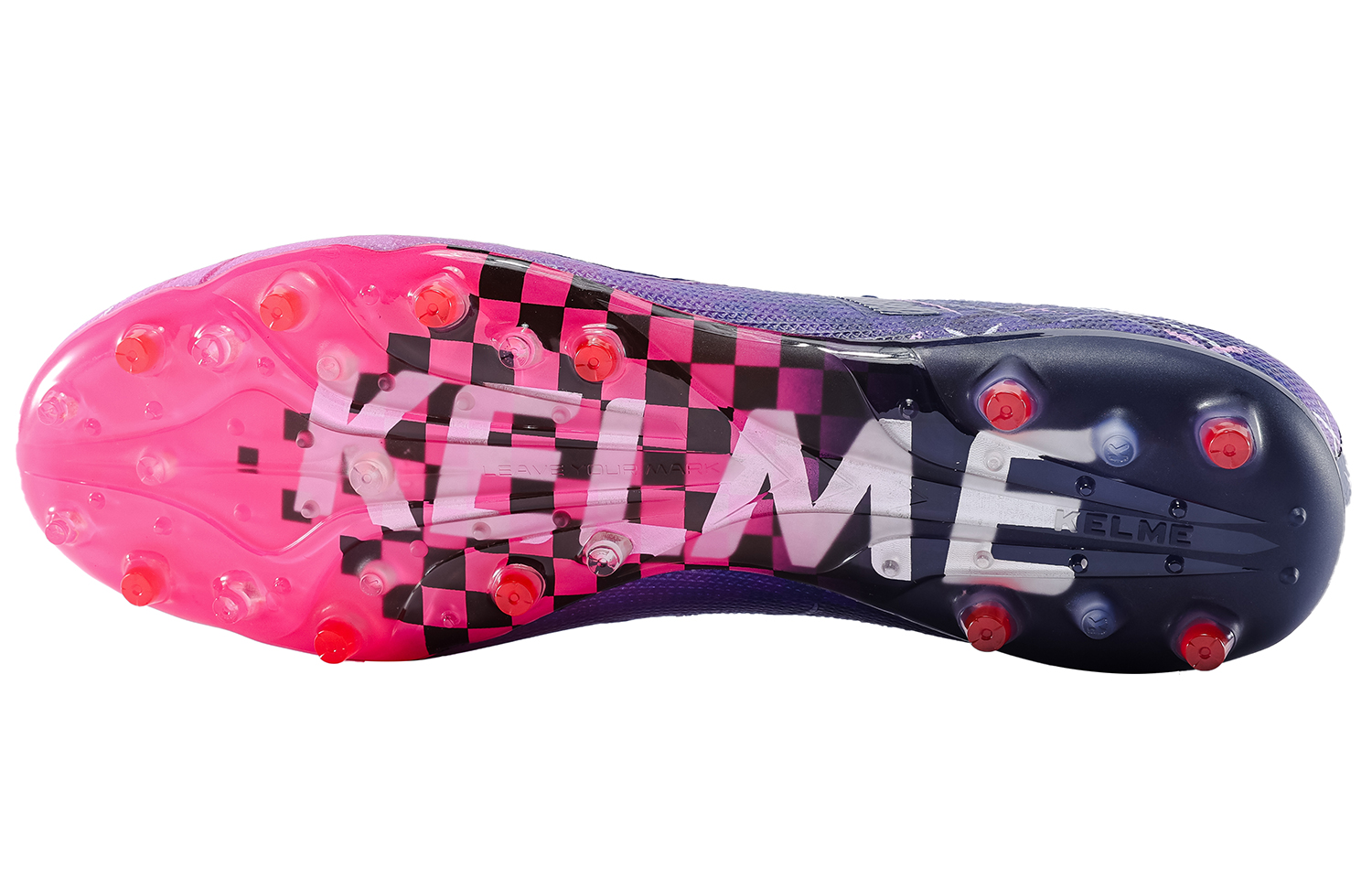 KELME Shadow 2.0 Cushioning Slip Resistant Breathable Coverage Soccer Shoes Unisex Dark Blue Neon Pink