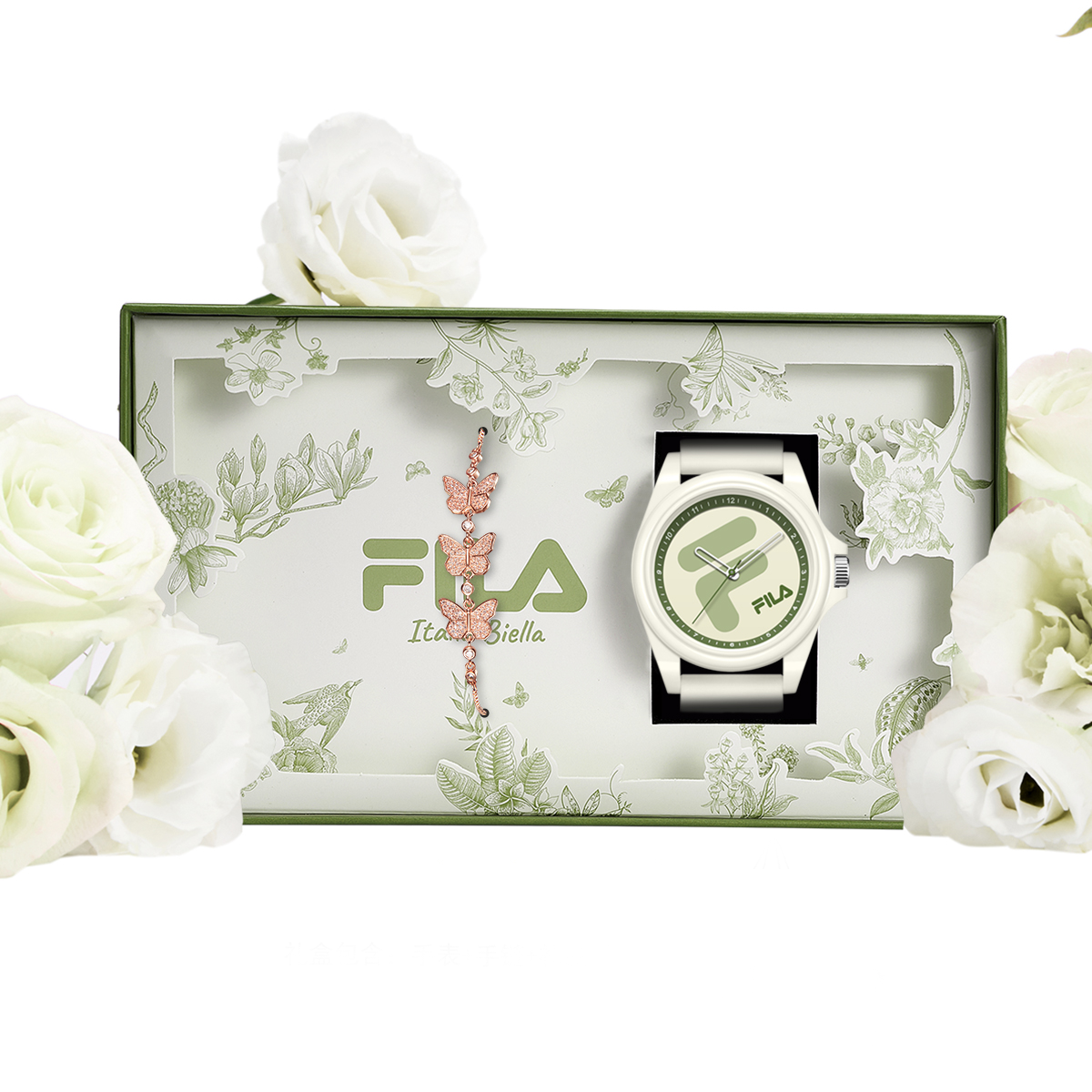 Часы Fila Miracle Flower (бежевые) — Коробка «Встреча» [Часы + Браслет в форме сердца + Сумка для покупок] — фото 4