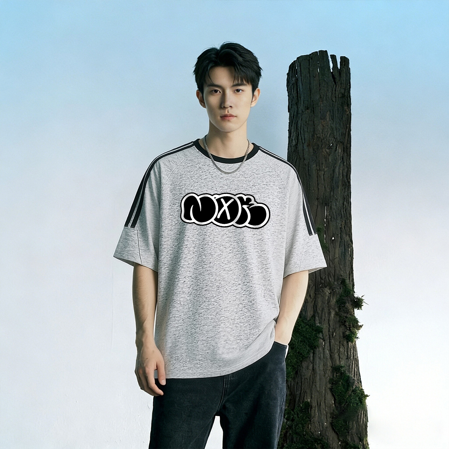 Футболка NOAH KAY X vintage с объемным принтом (белая) — Черный — фото 17