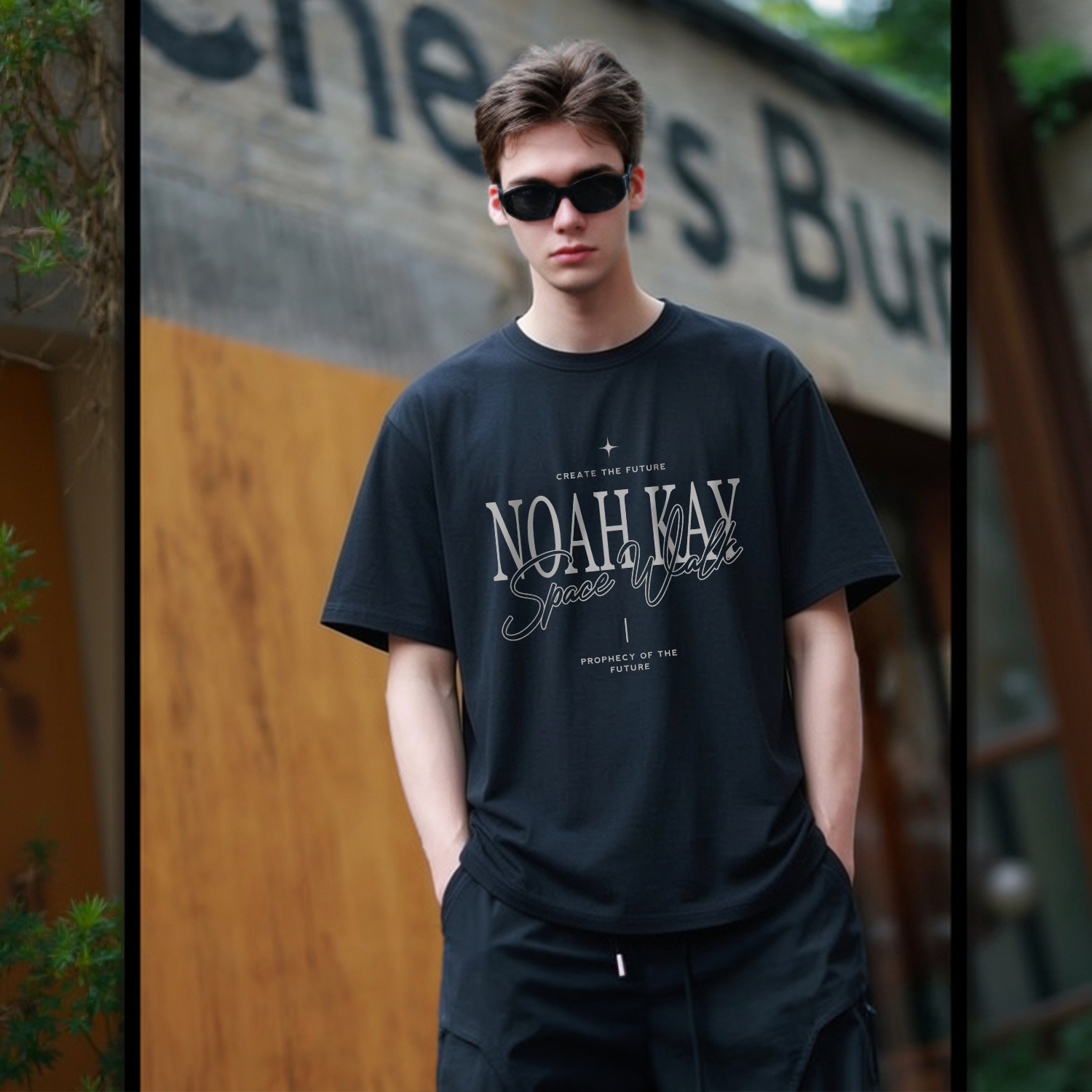 Футболка NOAH KAY (черная) — Белый — фото 15