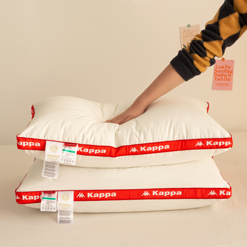 Kappa trendy sporty 3D feather velvet pillow core, fashionable 3D pillow cervical pillow for single student dormitory, size 48x74cm, available in low, medium, and high firmness with soy fluffy pillow, single piece or home use pair pillows/pillow core