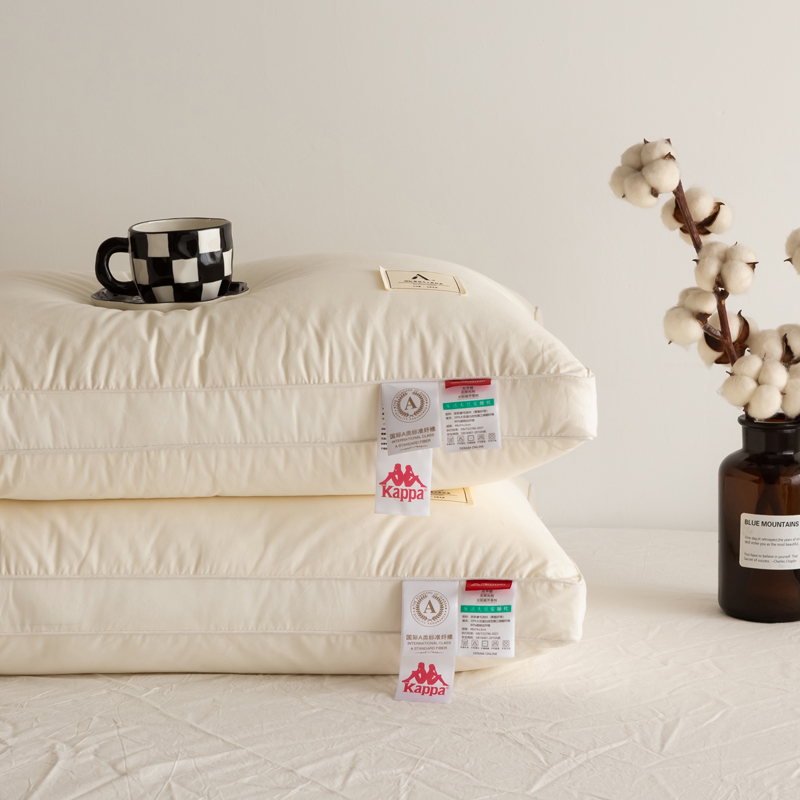 Kappa trendy sporty 3D feather velvet pillow core, fashionable 3D pillow cervical pillow for single student dormitory, size 48x74cm, available in low, medium, and high firmness with soy fluffy pillow, single piece or home use pair pillows/pillow core