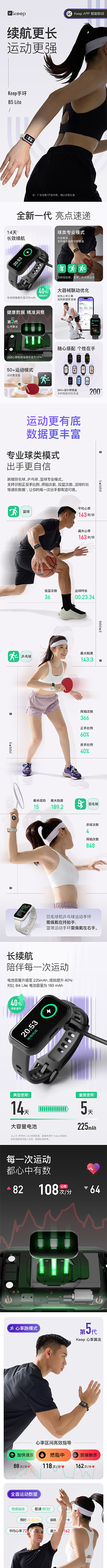 【香港直送】Keep B5lite智能游泳手環黑色1件 心率睡眠監測