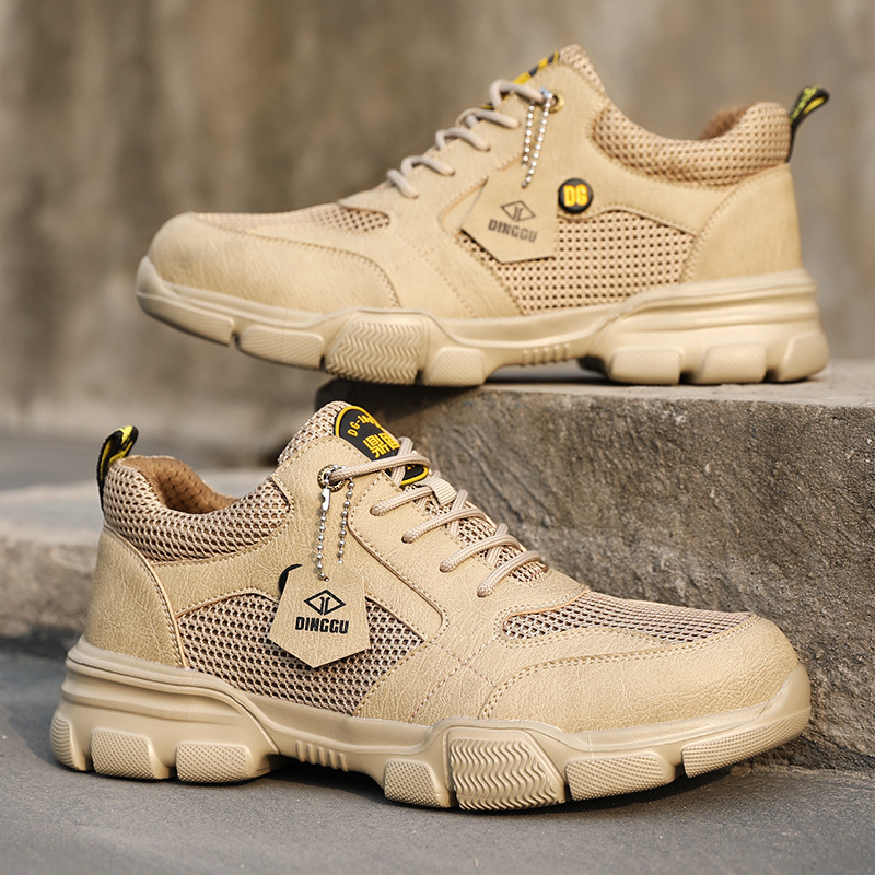 DINGGU Slip Resistant Coverage Rebound Low top Outdoor Shoes Men’s Beige Yellow