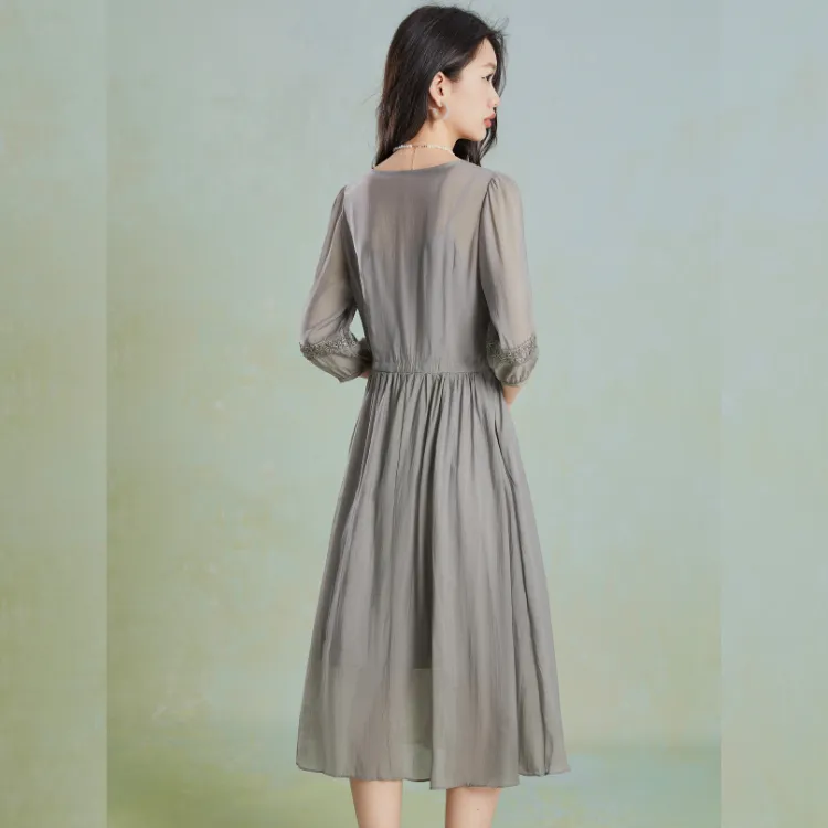 Mylan Early Autumn Long Sleeved Dress Women's Gray