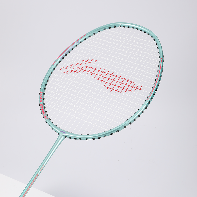 Li Ning Thunder 08 Badminton Rackets Offensive Type Heavy Head, Stiff Shaft Strung White Cyan