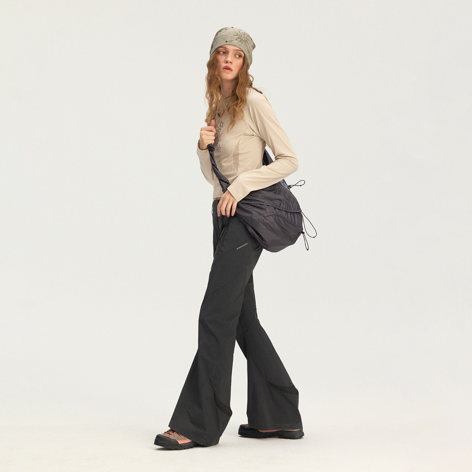 Женские штаны NOTHOMME Flare Pants (однотонные серые) — фото 4