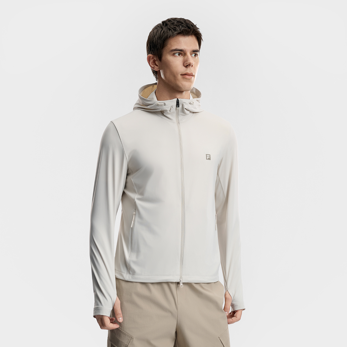 Мужская толстовка Fila A51M621501F-BG (бежевая) — фото 6